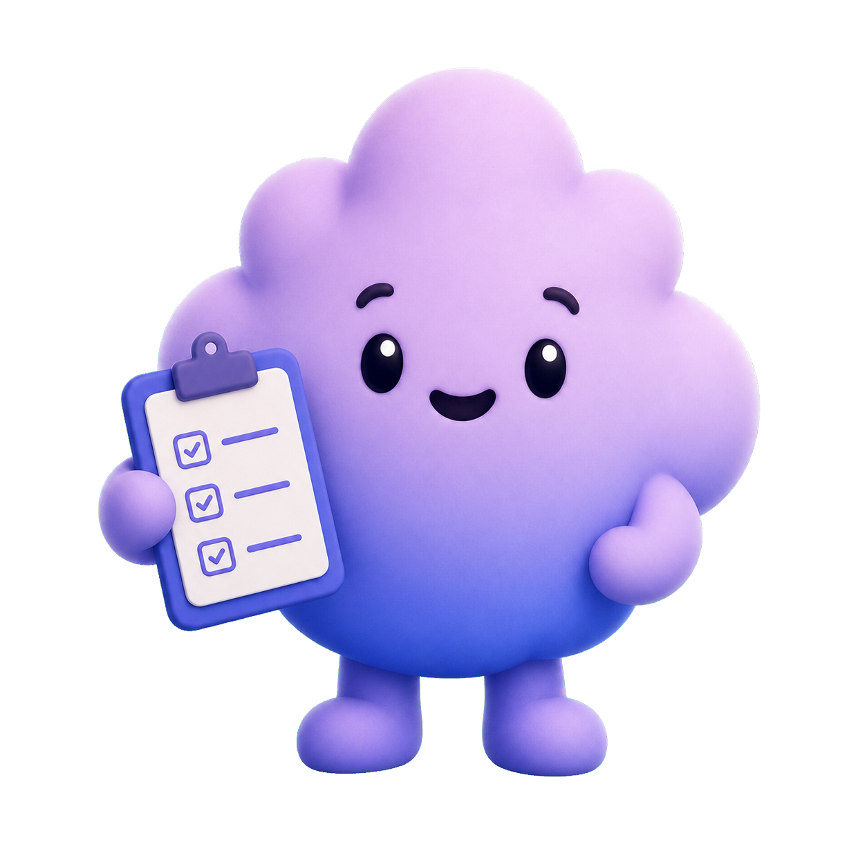 Goal Buddy mascot holding a checklist clipboard
